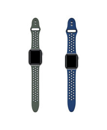 Breathable Sport 2-Pack Olive Green and Midnight Silicone Bands for Apple Watch, 38mm-40mm