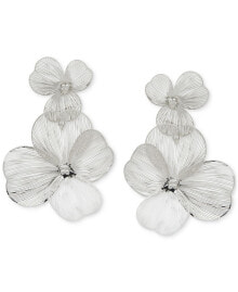 Купить женские серьги lonna & lilly: Silver-Tone Openwork Flower Double Drop Earrings