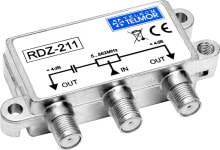 System przekazu sygnału AV Telkom-Telmor RDZ-211 Dwukrotny zewnętrzny rozgałęźnik RF 5-862 MHz 4,0 dB F Poziom Outdoor TELKOM TELMOR