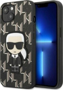 Karl Lagerfeld Etui Karl Lagerfeld KLHCP13SPMNIKBK Apple iPhone 13 mini hardcase czarny/black Monogram Ikonik Patch