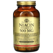 Витамины группы В Solgar, Vitamin B3 (Niacin), 500 mg, 250 Vegetable Capsules