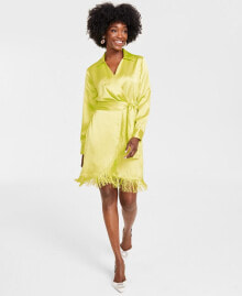 I.N.C. International Concepts women's Faux-Wrap Fringe-Trim Dress, Created for Macy's