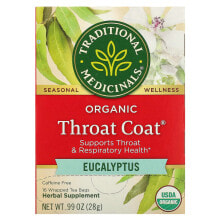 Traditional Medicinals, Organic Throat Coat, лимонная эхинацея, без кофеина, 16 чайных пакетиков в упаковке, 32 г (1,13 унции)