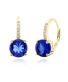 Ювелирные серьги stunning gold-plated earrings with blue zircons SVLE0853XH2GM00