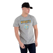 Мужские спортивные футболки мужская спортивная футболка серая с надписью NEW ERA Team Logo Denver Nuggets Short Sleeve T-Shirt