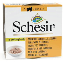 SCHESIR In cooking broth tuna with sardines wet cat food 70g