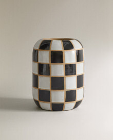 Chequered ceramic vase x collagerie