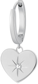 Серьги single earrings in steel Heart with crystal chakra BHKE013EN