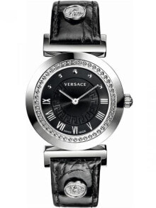 Женские наручные кварцевые часы Versace Циферблат часов украшен логотипом Versace.  Кожаный ремешок. Водозащита 30WR. Стекло сапфировое.