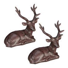 2 x Sitzende Hirsch Figur Garten