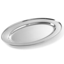 Steel plate for meat and cold cuts, oval, length 30 cm - Hendi 404201