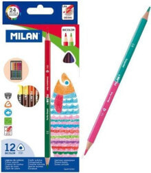 Цветные карандаши для рисования для детей milan Kredki 24 Kolory Trójkątne Bicolor (07112312)