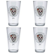 Fiesta skull and Vine Sugar 16-Ounce Tapered Cooler Glass Set of 4