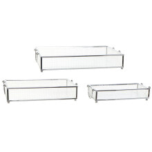 Set of trays DKD Home Decor Crystal Metal Transparent (31 x 18 x 5,5 cm)