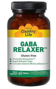 GABA, серотонин Country Life GABA Relaxer Комплекс с аминокислотной добавкой и витамином В6 для расслабления 60 таблеток