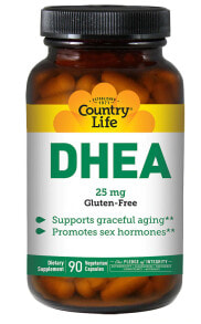 Витамины и БАДы для нервной системы Country Life  DHEA -- 25 mg - 90 Vegetarian Capsules