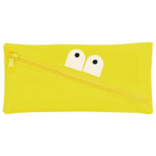 SAFTA Caritas Yellow Silicone Faces Pencil Case