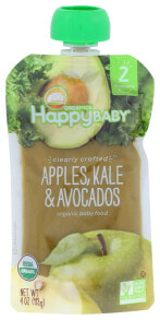 Детское пюре детское пюре Happy Baby яблоки, капуста, авокадо, 6 месяцев
