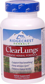 Витамины и БАДы от простуды и гриппа ridgeCrest Herbals ClearLungs Растительный комплекс для поддержки дыхания и здорового уровня слизи 120 веганских капсул