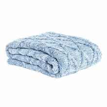 Blanket DKD Home Decor 150 x 125 x 1 cm Blue (2 Units)