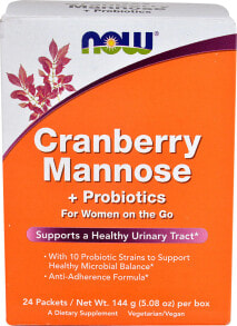 Витамины и БАДы для мочеполовой системы NOW Cranberry Mannose plus Probiotics Комплекс с клюквой, маннозой и пробиотики, для женщин 24 пакетов