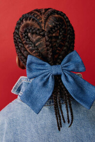 Denim hair clip with bow