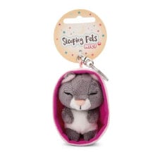 NICI Sleeping Pets Cat Grey 8 cm Basket Key Ring