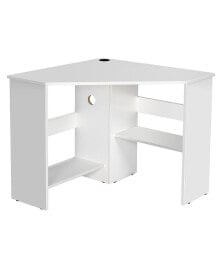 Costway corner Computer Desk Triangle Writing Workstation w/ Storage Shelf