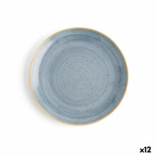 Flat Plate Ariane Terra Blue Ceramic Ø 21 cm (12 Units)