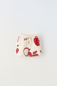 Plush bermuda shorts with apples