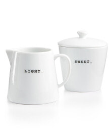 The Cellar whiteware Words Collection Light & Sweet Sugar & Creamer, Created for Macy's