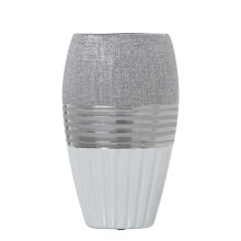 Vase Alexandra House Living White Silver Ceramic 14 x 9 x 24 cm