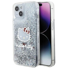 SOURCING Hello Kitty Hkhcp14Slikhet iPhone 14.15.13 6.1 Srebrny Liquid Charms Kitty Head phone case