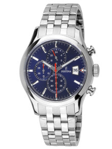 Мужские наручные часы с серебряным браслетом Festina F20374/2 Timeless Chronograph 41mm 10ATM