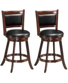 Costway set of 2 24'' Swivel Counter Stool Wooden Dining Chair