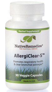 Витамины и БАДы от простуды и гриппа native Remedies AllergiClear-S Добавка от аллергии, способствует здоровью дыхательных путей 90 веганских капсул