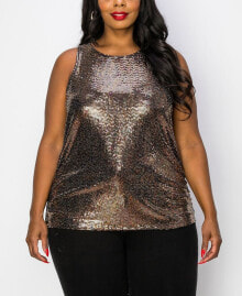 Купить женские блузки и кофточки COIN 1804: Plus Size Sequin Side Ruched Tank Top