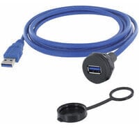 Encitech M22 Panel Contact with USB-A 3.0 + Cable - 1 m - USB A - USB A - USB 3.2 Gen 1 (3.1 Gen 1) - Black - Blue