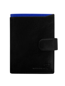 Мужское портмоне кожаное черное вертикальное на кнопке  Portfel-CE-PR-N104L-VT.89-brzowy Factory Price