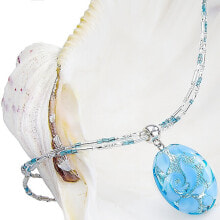 Кулоны и подвески элегантное колье Blue Lace с жемчугом Lampglas и чистым серебром NP4