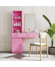 Simplie Fun pink modern simple hair desk, multi-layer storage space