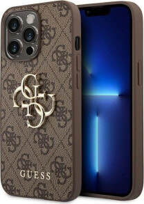 Guess Guess 4G Big Metal Logo - Etui iPhone 14 Pro Max (brązowy)