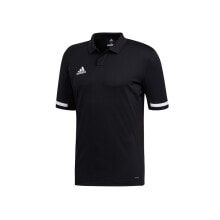 Мужские спортивные поло Мужская футболка-поло спортивная черная с логотипом Adidas Team 19