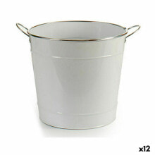 Planter Bucket White Silver Metal 29 x 27 x 37 cm (12 Units)