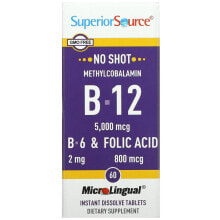 Superior Source, Methylcobalamin B-12, B-6 & Folic Acid, 1,000 mcg, 60 MicroLingual Instant Dissolve Tablets