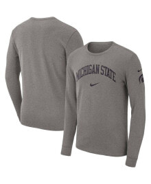 Nike men's Heather Gray Michigan State Spartans Arch 2-Hit Long Sleeve T-shirt