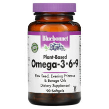 Рыбий жир и Омега 3, 6, 9 bluebonnet Nutrition, растительные омега-3-6-9 кислоты, 90 мягких желатиновых капсул