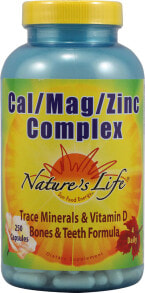 Кальций Nature's Life Cal Mag Zinc  Цинковый  комплекс  с микроэлементами и витамином D 250 капсул