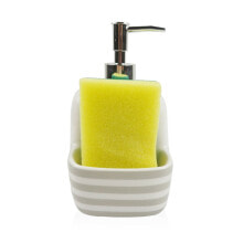 Soap Dispenser Versa Grey Ceramic Stripes 9,4 x 17,8 x 10,5 cm