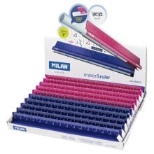 MILAN Display Box 10 Metallic Eraser&Ruler 15 Cm Acid Series